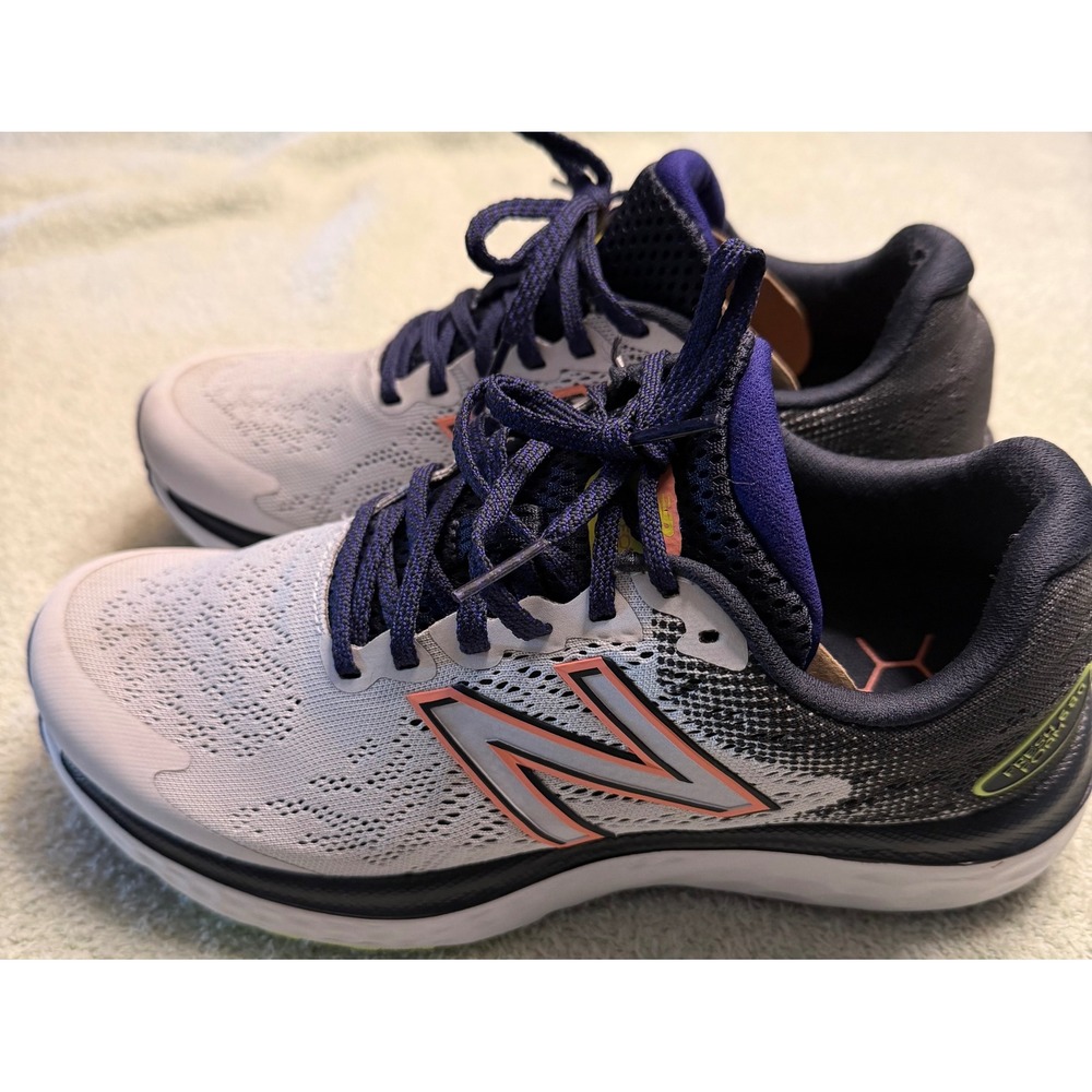 New Balance Fresh Foam 680v7 Womens Running Shoes White Navy W680LW7 Size 7